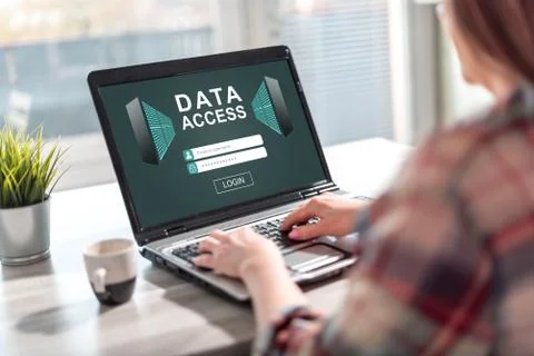 Data access concept on a laptop screen 스톡 사진