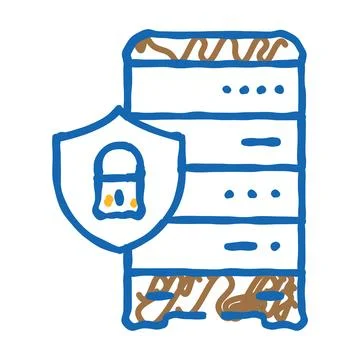 Data access control database icon doodle illustration Illustrazione stock