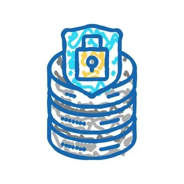 Data access control database icon doodle illustration Stock Illustration