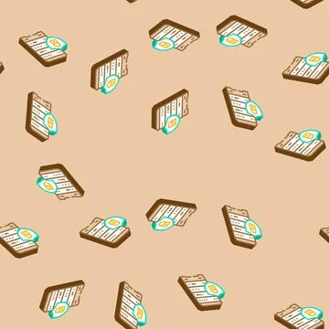 Data access control database isometric icon seamless pattern Stock Illustration
