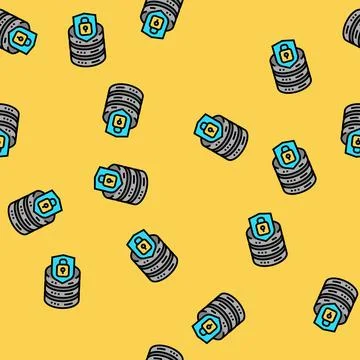 Data access control database vector seamless pattern Stock Illustration