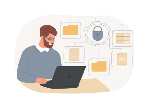 Data access isolated cartoon vector illustrations. Ilustración de archivo