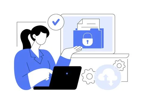 Data access isolated cartoon vector illustrations. Ilustración de archivo