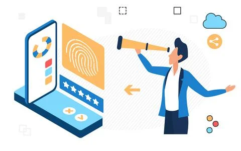 Data access security finger authentication process Stock Illustration