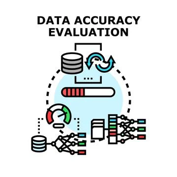 Data accuracy evaluation process with machine learning Stock Illustration
