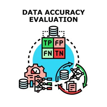 Data accuracy evaluation process with machine learning technologies Stock Illustration