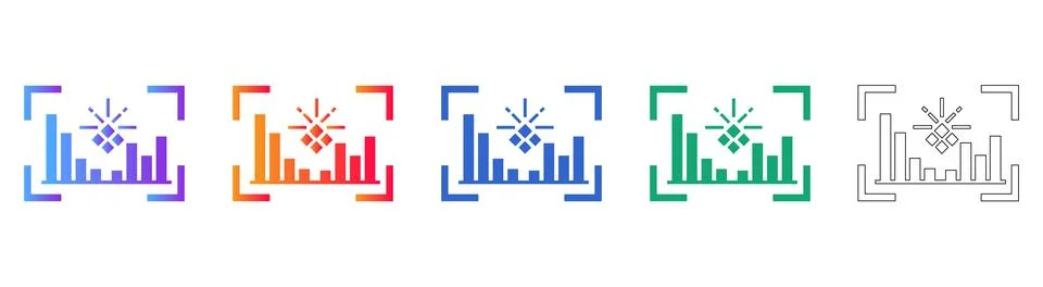 Data Accuracy Focus Icon Set Stock Illustration