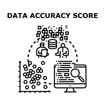 Data accuracy score measuring information quality and precision Stock Illustration