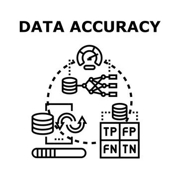 Data accuracy statistical analysis evaluating machine learning metrics Stock Illustration