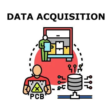 Data acquisition process collecting information from various sources イラスト素材