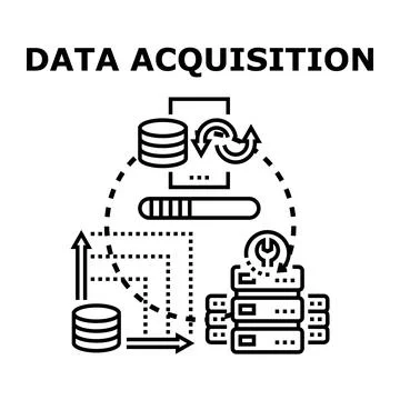 Data acquisition process engineering and management concept Stock Illustration
