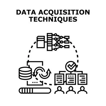 Data acquisition techniques process collecting information Stock Illustration