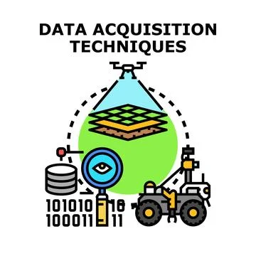 Data acquisition techniques using drone and rover Stock Illustration