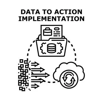 Data to action implementation concept business process イラスト素材
