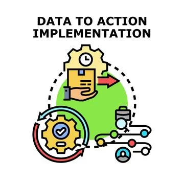 Data to action implementation process leading to efficient results Stock Illustration