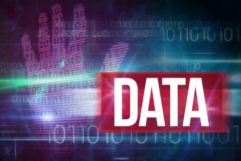 Data against blue technology design with binary code Stock Illustration