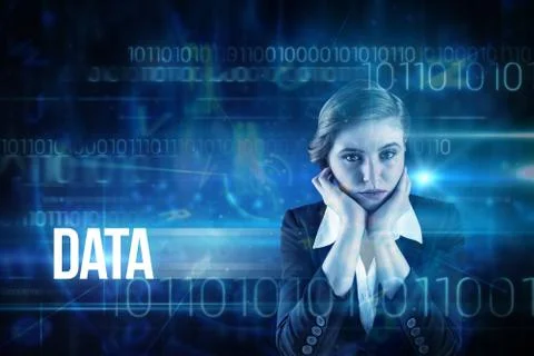 Data against blue technology design with binary code Stockillustratie