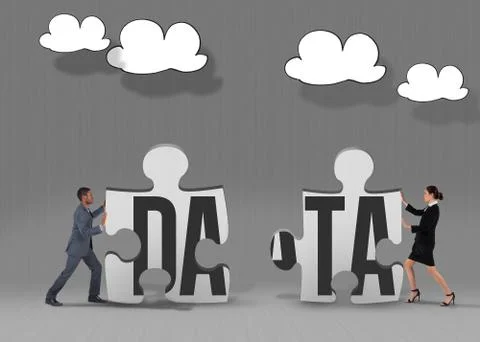 Data against grey jigsaw pieces Stock Illustration
