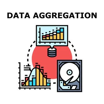 Data aggregation collecting analyzing statistical information 库存插图