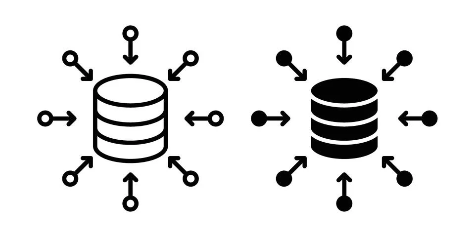 Data aggregation icon set, collection of vector icons Illustrazione stock