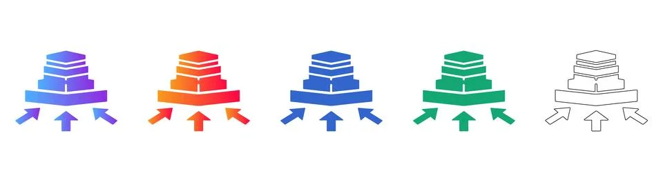 Data Aggregation Layer Icon Set Illustrazione stock