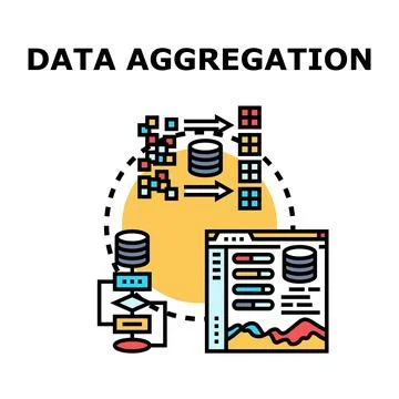 Data aggregation processing analyzing information storage concept 스톡 일러스트