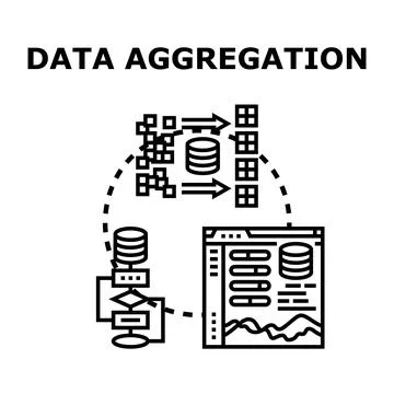 Data aggregation processing analyzing information storage concept Illustrazione stock