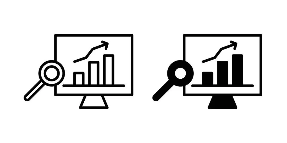 Data Analysing icon set modern line and solid style collection. Stock Illustration