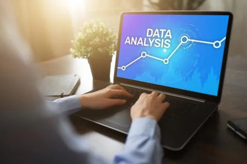 Data analysing, internet and technology concept on screen. Stock Photos