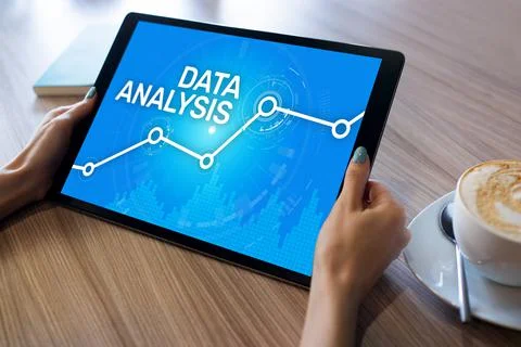 Data analysing, internet and technology concept on screen Foto stock