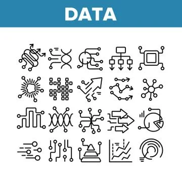Data Analysis Analytic Collection Icons Set Vector Stock Illustration