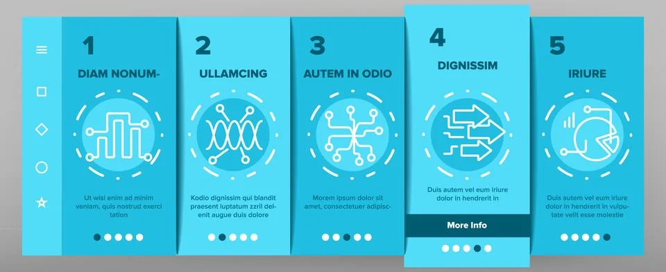 Data Analysis Analytic Onboarding Icons Set Vector 스톡 일러스트