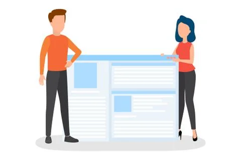 Data analysis and analytics concept. Woman stand Stock Illustration