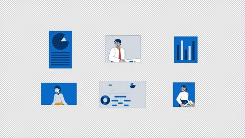 Data analysis and business reporting cartoon animation pack Stock Footage 348643517
