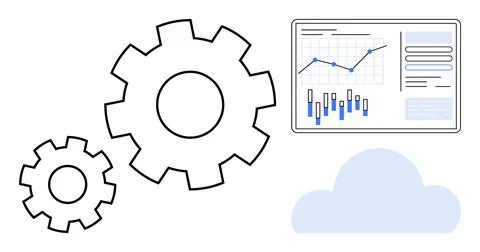 Data Analysis and Cloud Computing Integration with Gear Mechanisms イラスト素材