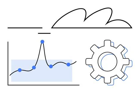 Data Analysis and Cloud Integration Concept with Gear and Line Graph 스톡 일러스트