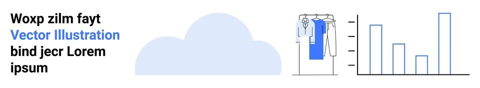 Data Analysis and Cloud Storage Concept with Bar Chart and Clothing Icon Illustrazione stock