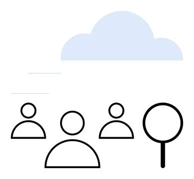 Data Analysis and Cloud Storage Concept with User Profiles and Magnifying Gla 스톡 일러스트