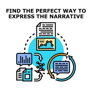 Data analysis and communication expressing narrative concepts Stock Illustration