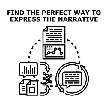 Data analysis and communication expressing narrative concepts Stock Illustration