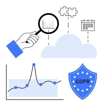 Data Analysis and Compliance in Cloud Solutions with GDPR Shield and Analyt.. Stockillustratie