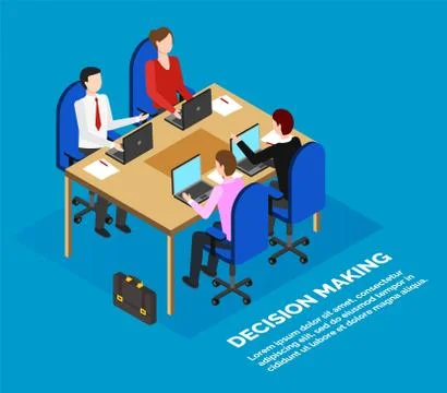 Data Analysis and Decision Making, Office Workers Illustrazione stock