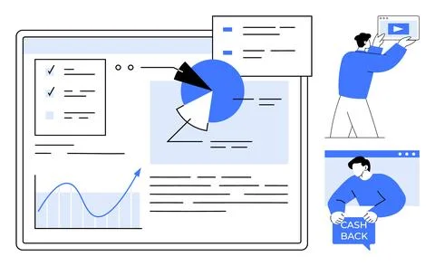 Data Analysis and E-Commerce Dashboard with Interactive Charts and Financia.. Stock Illustration