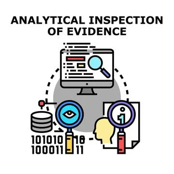 Data analysis and evidence inspection process concept Stock Illustration