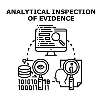 Data analysis and evidence inspection process concept Stock Illustration