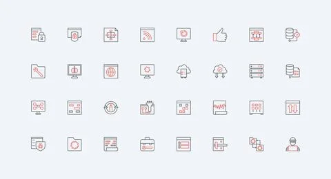 Data analysis and exchange, system structure and organization of database line Stock Illustration