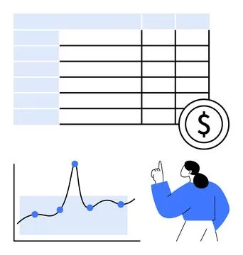 Data Analysis and Financial Growth Concept with Charts, Tables, and Busines.. Stock Illustration