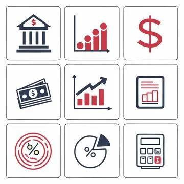 Data Analysis and Financial Progress Icons Stock Illustration