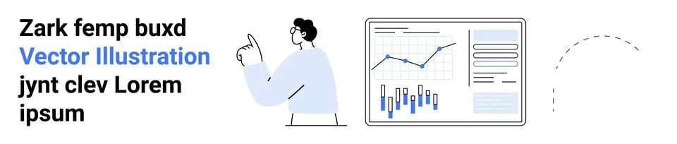 Data Analysis and Financial Report Presentation with Animated Graphs 스톡 일러스트
