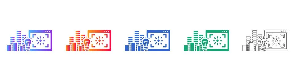 Data Analysis and Innovation Concept Icon Set Illustrazione stock